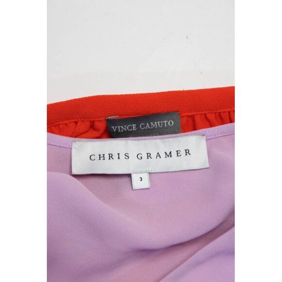 Chris Gramer Vince Camuto Womens Chiffon Crepe Tops Purple Orange Size 3 M Lot 2 - Picture 4 of 6